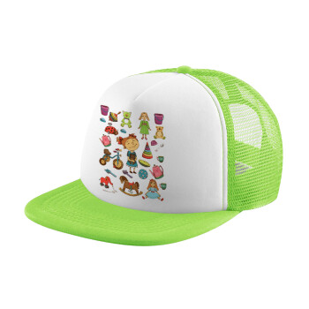 Toys Girl, Καπέλο Soft Trucker με Δίχτυ Πράσινο/Λευκό