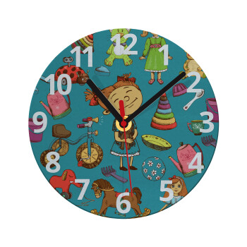 Toys Girl, Ρολόι τοίχου γυάλινο (20cm)