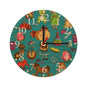Toys Girl, Ρολόι τοίχου ξύλινο plywood (20cm)