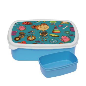 Toys Girl, ΜΠΛΕ παιδικό δοχείο φαγητού (lunchbox) πλαστικό (BPA-FREE) Lunch Βox M18 x Π13 x Υ6cm