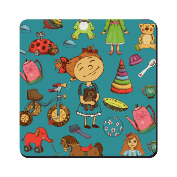 Toys Girl, Τετράγωνο μαγνητάκι ξύλινο 9x9cm