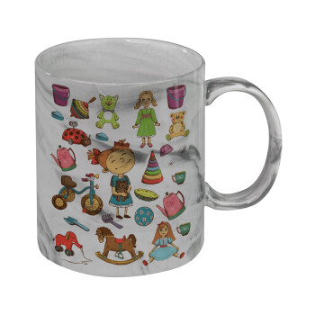 Toys Girl, Κούπα κεραμική, marble style (μάρμαρο), 330ml