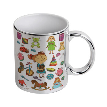 Toys Girl, Κούπα κεραμική, ασημένια καθρέπτης, 330ml