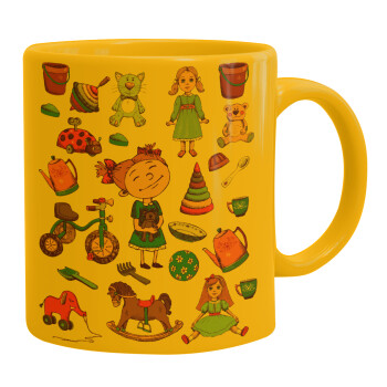 Toys Girl, Ceramic coffee mug yellow, 330ml (1pcs)