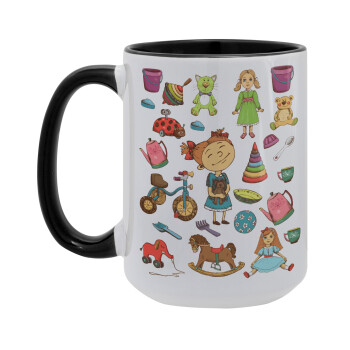 Toys Girl, Κούπα Mega 15oz, κεραμική Μαύρη, 450ml