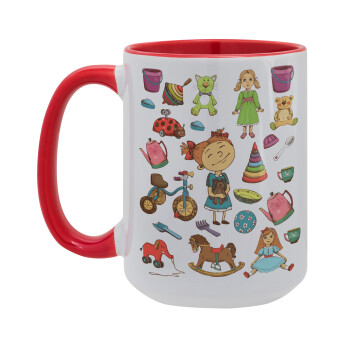 Toys Girl, Κούπα Mega 15oz, κεραμική Κόκκινη, 450ml