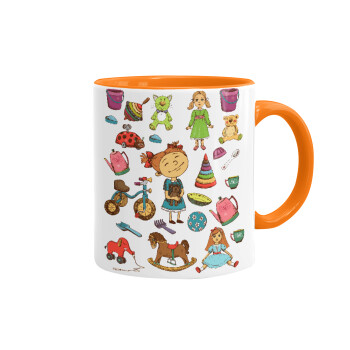Toys Girl, Mug colored orange, ceramic, 330ml