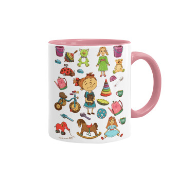 Toys Girl, Mug colored pink, ceramic, 330ml