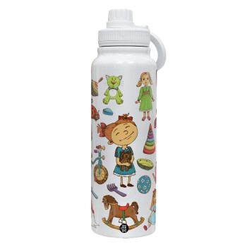 Toys Girl, Θερμός 1L Ανοξείδωτο με Βάση Κινητού & Διπλά Τοιχώματα