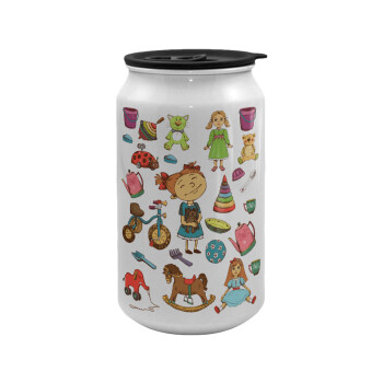 Toys Girl, Κούπα ταξιδιού μεταλλική με καπάκι (tin-can) 500ml