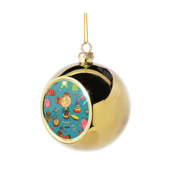Toys Girl, Χριστουγεννιάτικη μπάλα δένδρου Χρυσή 8cm