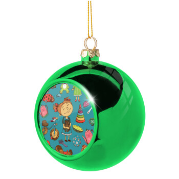 Toys Girl, Χριστουγεννιάτικη μπάλα δένδρου Πράσινη 8cm