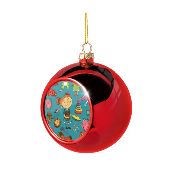 Toys Girl, Χριστουγεννιάτικη μπάλα δένδρου Κόκκινη 8cm