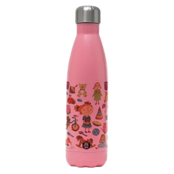 Toys Girl, Metal mug thermos Pink Mat (Stainless steel), double wall, 500ml