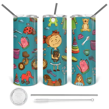 Toys Girl, Tumbler stainless steel 600ml, with metal straw & cleaning brush