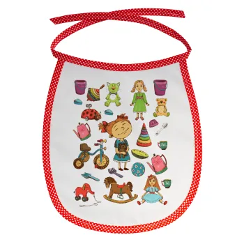 Toys Girl, Σαλιάρα μωρού αλέκιαστη με κορδόνι Κόκκινη