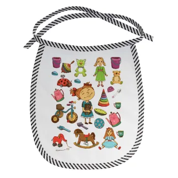 Toys Girl, Σαλιάρα μωρού αλέκιαστη με κορδόνι Μαύρη