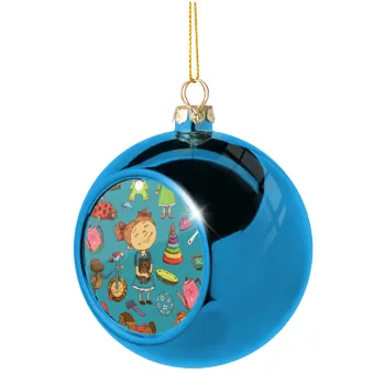 Toys Girl, Blue Christmas tree ball ornament 8cm