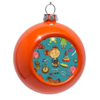 Toys Girl, Orange Christmas tree ornament bauble 8cm