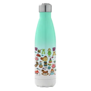 Toys Girl, Metal mug thermos Green/White (Stainless steel), double wall, 500ml