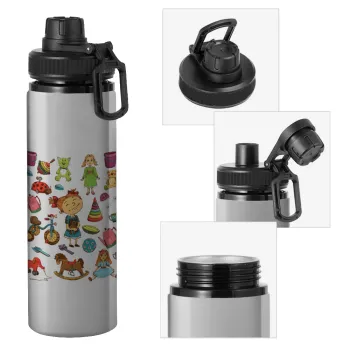 Toys Girl, Metallic water bottle with safety cap, 850ml aluminum