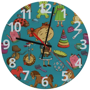 Toys Girl, Ρολόι τοίχου γυάλινο (30cm)