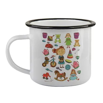 Toys Girl, Κούπα εμαγιέ με μαύρο χείλος 360ml