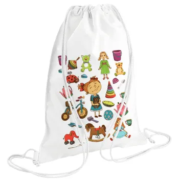 Toys Girl, Backpack pouch GYMBAG white (28x40cm)