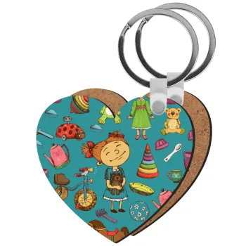 Toys Girl, Μπρελόκ Ξύλινο καρδιά MDF