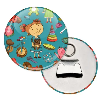 Toys Girl, Μαγνητάκι και ανοιχτήρι μπύρας στρογγυλό διάστασης 5,9cm