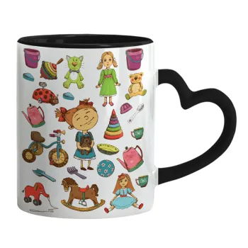 Toys Girl, Mug heart black handle, ceramic, 330ml