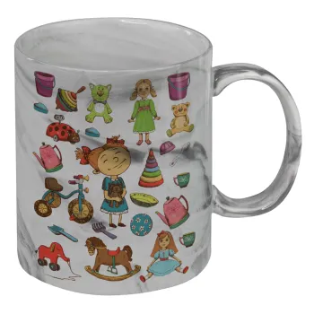 Toys Girl, Κούπα κεραμική, marble style (μάρμαρο), 330ml