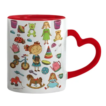 Toys Girl, Mug heart red handle, ceramic, 330ml