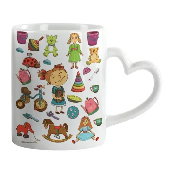Toys Girl, Mug heart handle, ceramic, 330ml