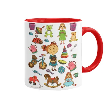 Toys Girl, Mug colored red, ceramic, 330ml