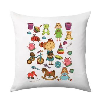 Toys Girl, Μαξιλάρι καναπέ 40x40cm περιέχεται το  γέμισμα