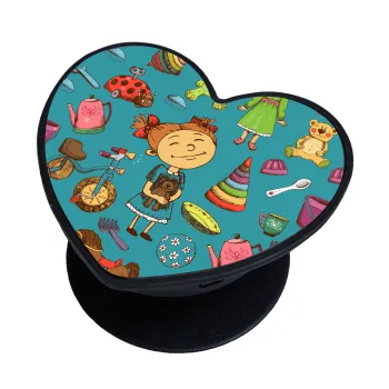 Toys Girl, Phone Holders Stand  καρδιά Μαύρο Βάση Στήριξης Κινητού στο Χέρι