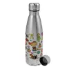 Metallic water bottle, stainless steel, 750ml