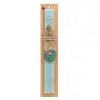 Easter Set, wooden keychain & aromatic flat Easter candle (30cm) (TURQUOISE)