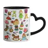 Mug heart black handle, ceramic, 330ml