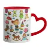 Mug heart red handle, ceramic, 330ml