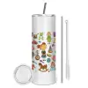 Tumbler stainless steel 600ml, with metal straw & cleaning brush