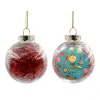 Transparent Christmas tree ball ornament with red filling 8cm