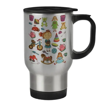 Toys Girl, Κούπα ταξιδιού ανοξείδωτη με καπάκι, διπλού τοιχώματος (θερμό) 450ml