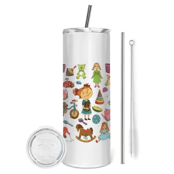 Toys Girl, Tumbler stainless steel 600ml, with metal straw & cleaning brush