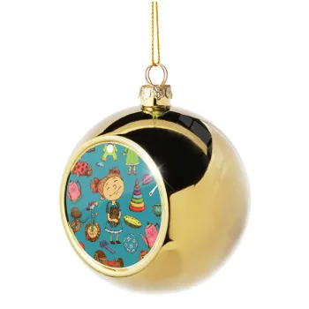 Toys Girl, Golden Christmas tree ball ornament 8cm
