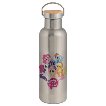 My Little Pony, Stainless steel Silver with wooden lid (bamboo), double wall, 750ml
