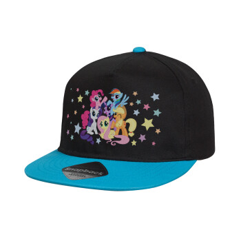 My Little Pony, Καπέλο παιδικό Flat Snapback, Μαύρο/Μπλε (100% ΒΑΜΒΑΚΕΡΟ, ΠΑΙΔΙΚΟ, UNISEX, ONE SIZE)