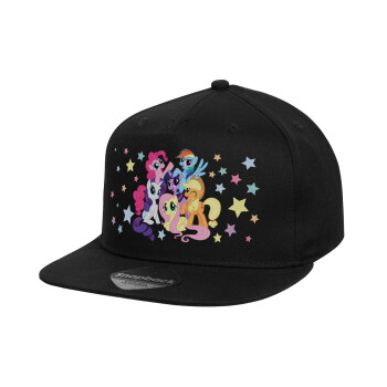 My Little Pony, Καπέλο παιδικό Flat Snapback, Μαύρο (100% ΒΑΜΒΑΚΕΡΟ, ΠΑΙΔΙΚΟ, UNISEX, ONE SIZE)