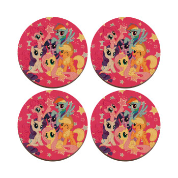 My Little Pony, ΣΕΤ x4 Σουβέρ ξύλινα στρογγυλά plywood (9cm)